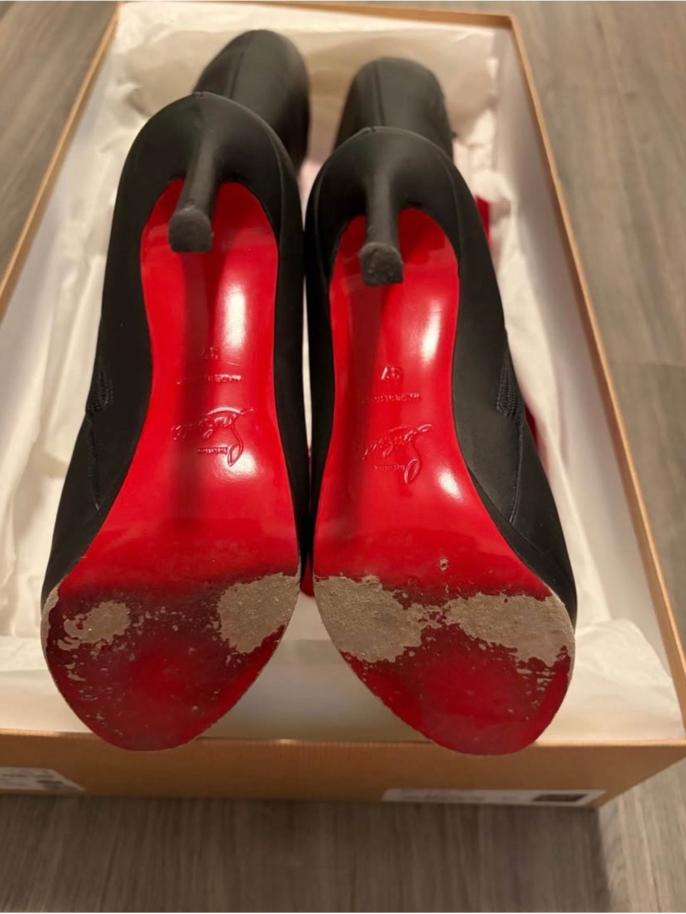 Christian Louboutin Black Leather Boots with Red Sole - Picture 5 of 7